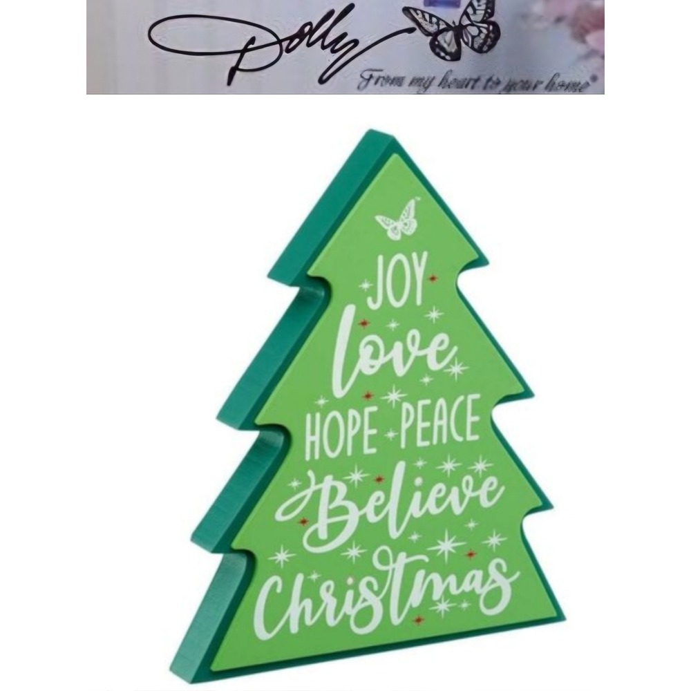 Dolly Parton Christmas Tree Shaped Word Block Decoration